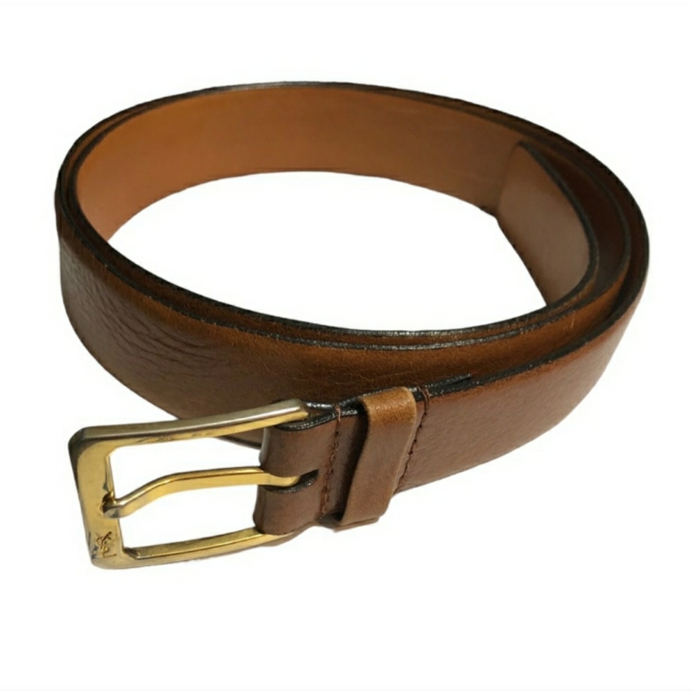 YSL Light Brown Burnished Leather Belt VINTAGE Vintage!